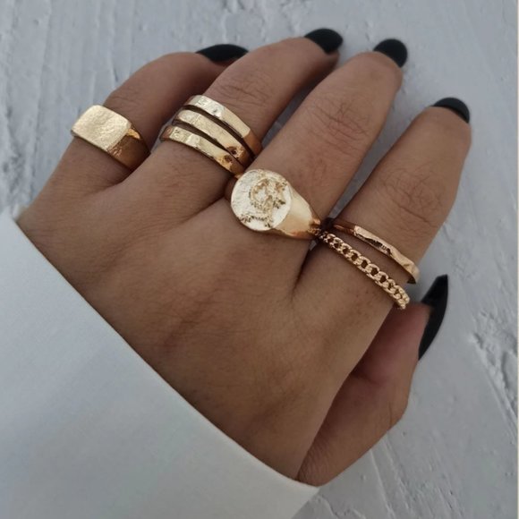 Rings Gold 7pcs Chinese Dragon Design Ring new - Picture 1 of 2